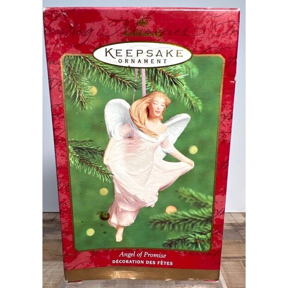 Hallmark Keepsake Ornament Angel Of Promise 2002 White & Pink Porcelain Christma - Picture 1 of 2